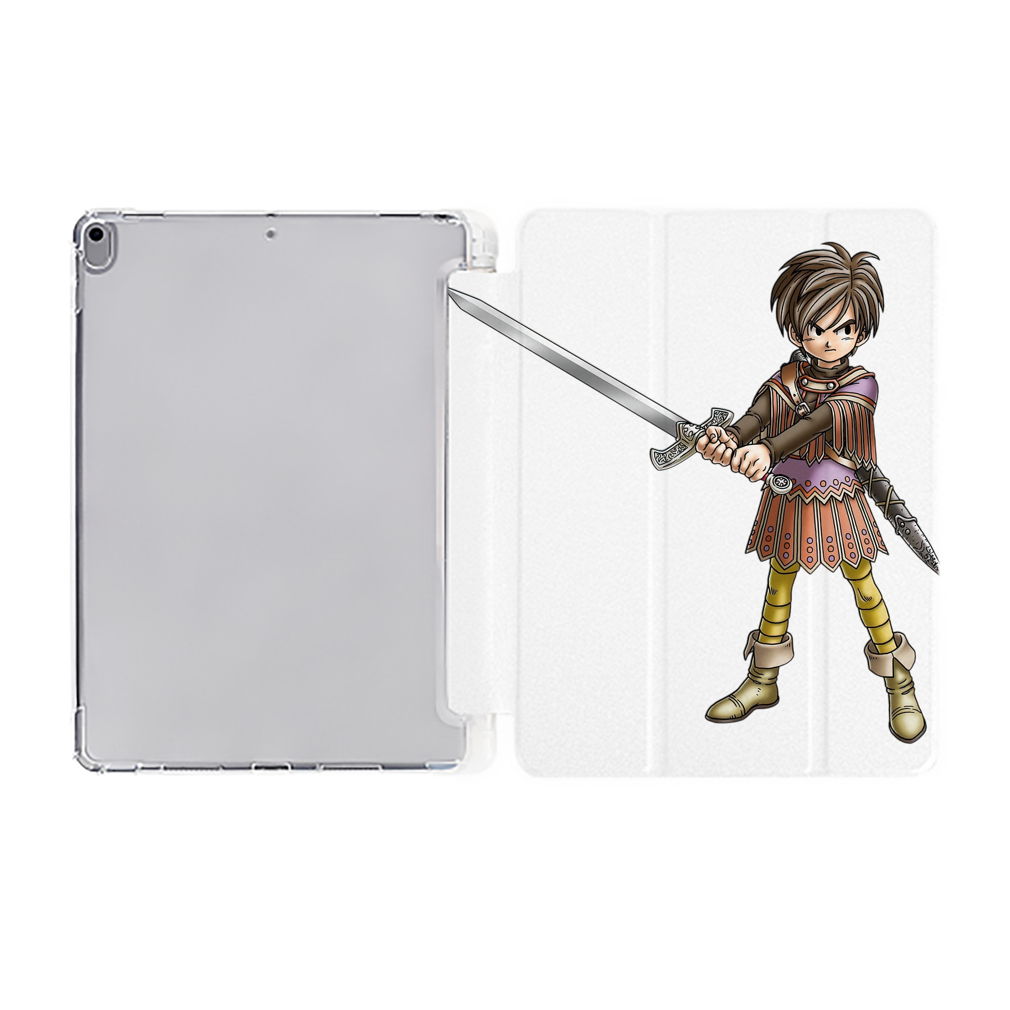 （画像用） ドラゴンクエスト Doragon Kuesuto Dragon Quest IPad ケース ペン収納付き 三つ折りスタンド PUレザー×シリコン 対応機種9.5/10.5/10.9インチ